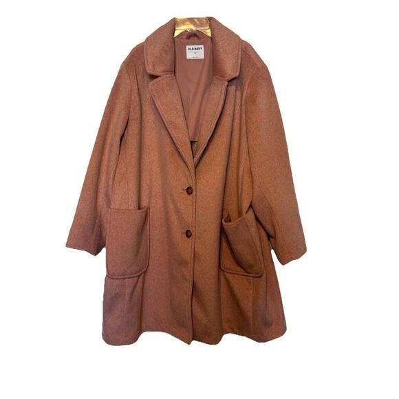 Old Navy Oversized Soft Brushed Overcoat Lite Pink Button Front 3X Cozy - Picture 4 of 7